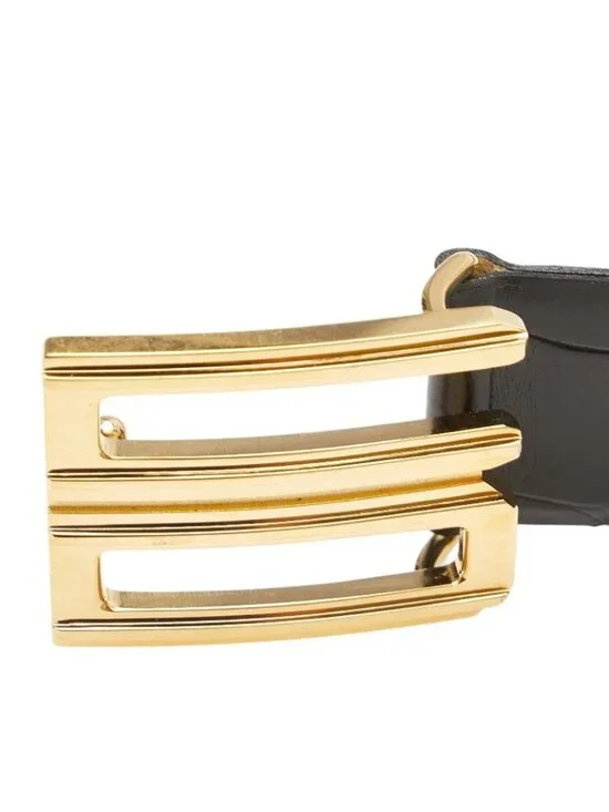 Dior CD Buckle Croco Embossed Black Leather Belt - Picture 4 of 8